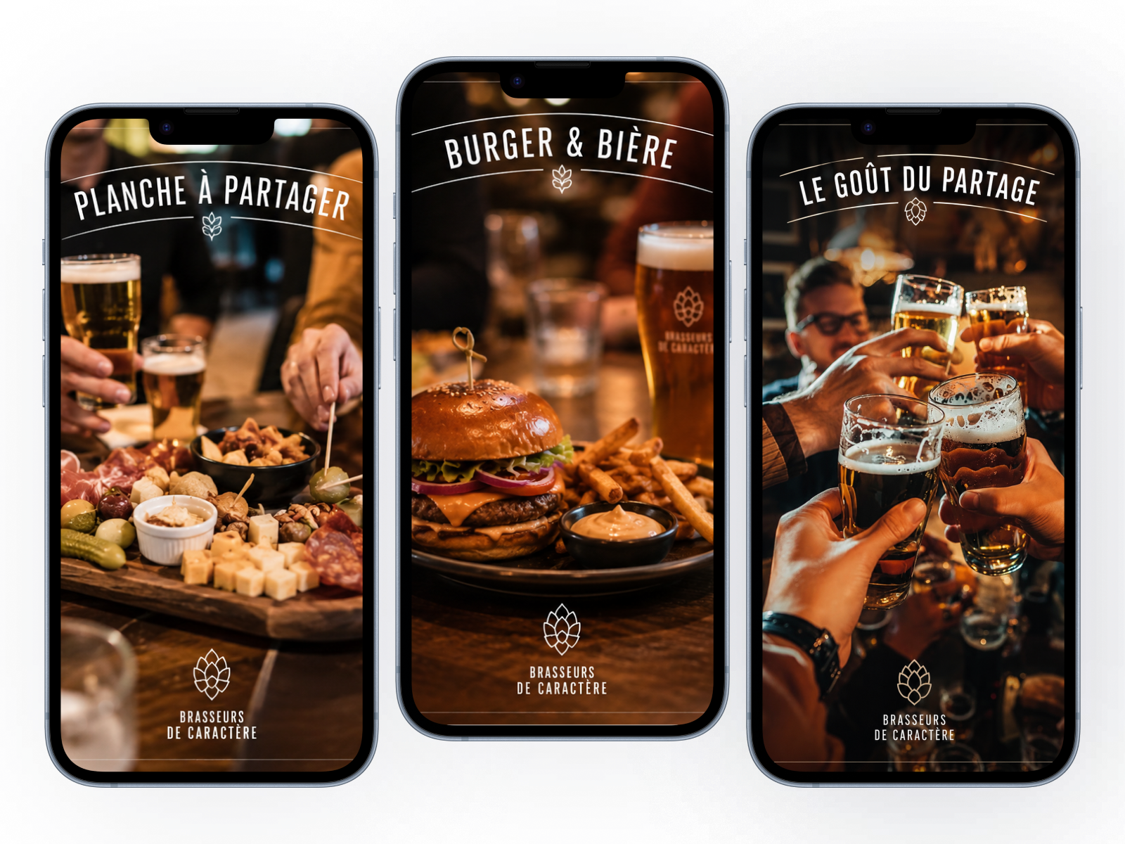 Exemples de trois screens de l'application Mizogoo Lens mettant en avant trois calques différents.